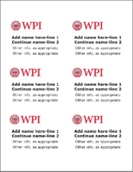 WPI name tag template sheet with 6 tags
