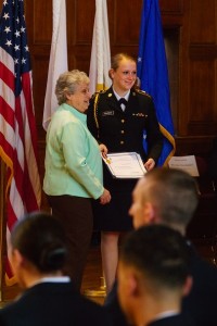 Cadet Jessica Gautieri is awarded the Daughters of Founders and Patriots of America Award.