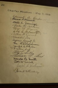 A page from WPI’s original Sigma Xi charter in 1908.