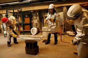 Researchers in the Aluminum Casting Research Center, part of WPI’s Metal Processing Institute