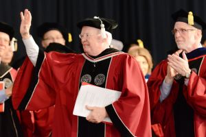 The ceremony also included a brief tribute to Phil Ryan ’65, who is retiring after 17 years on the WPI Board of Trustees, including two as chairman.