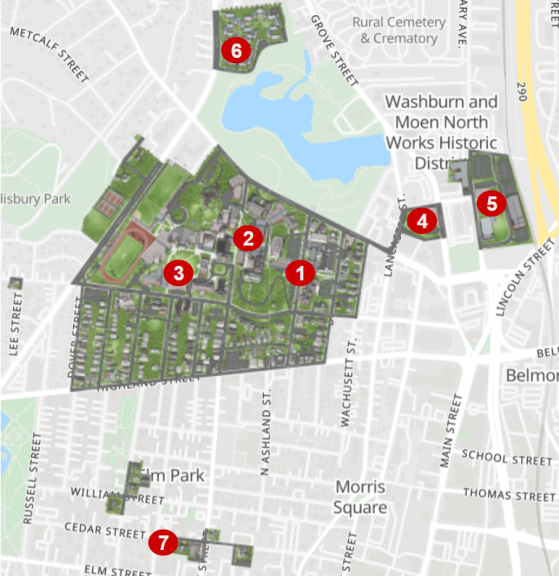 Bike share station map showing locations at Unity Hall, Salisbury Labs, Daniels hall, Faraday Hall, Gateway, South Village, and the Townhouses