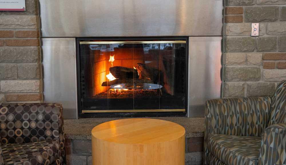 The campus center fireplace
