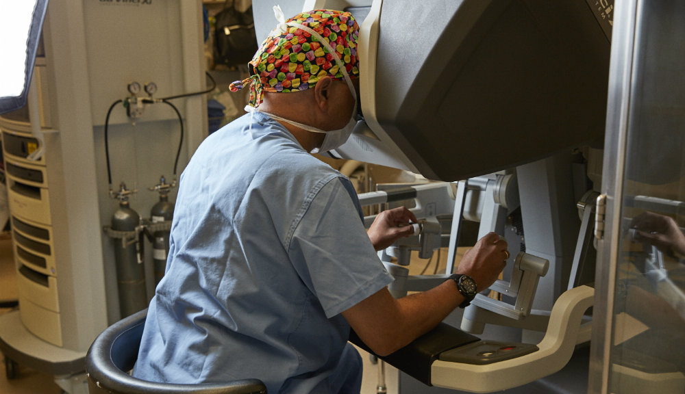 Hoyte operating medical machinery.