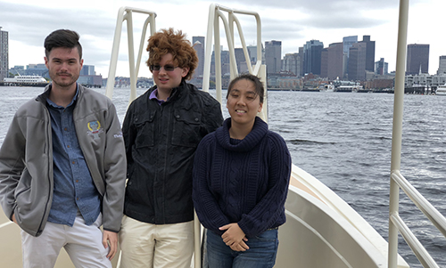 Exploring the Boston Harbor waterfront from a water taxi