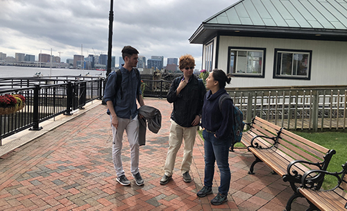 Conducting field work and gathering data in the Boston waterfront area