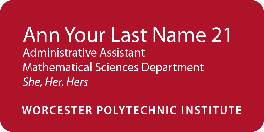 WPI name tag for employees