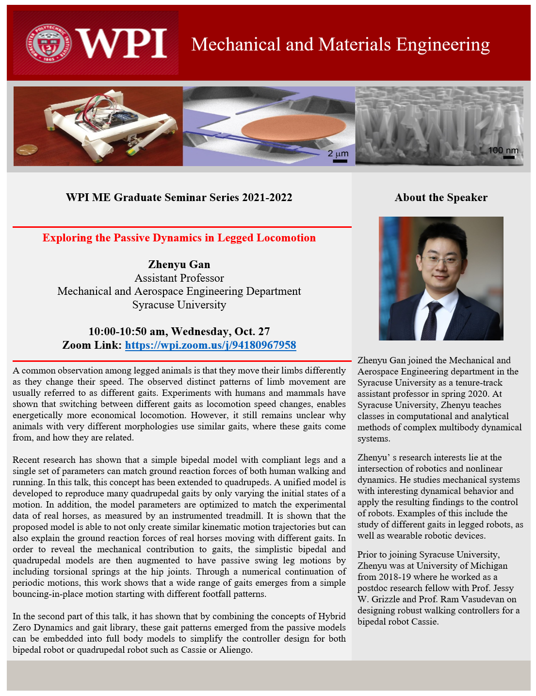 ME Graduate Seminar: Zhenyu Gan alt