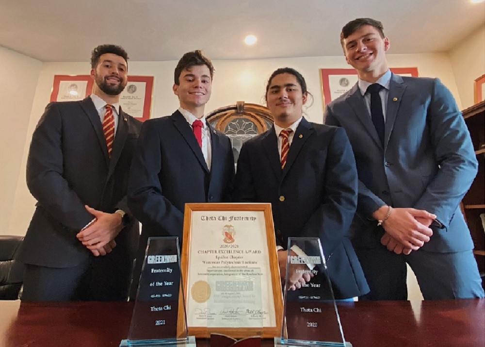 Theta Chi Officers (L-R)VP of Health & Safety Mazen Yatim '22, Pres. Bryan Lima '22, VP Thomas Riviere '22, and Sec. Devin Guerrera '22
