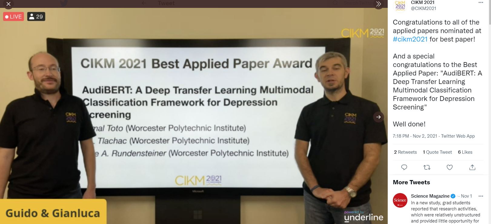 CIKM 2021 Best Applied Paper Award