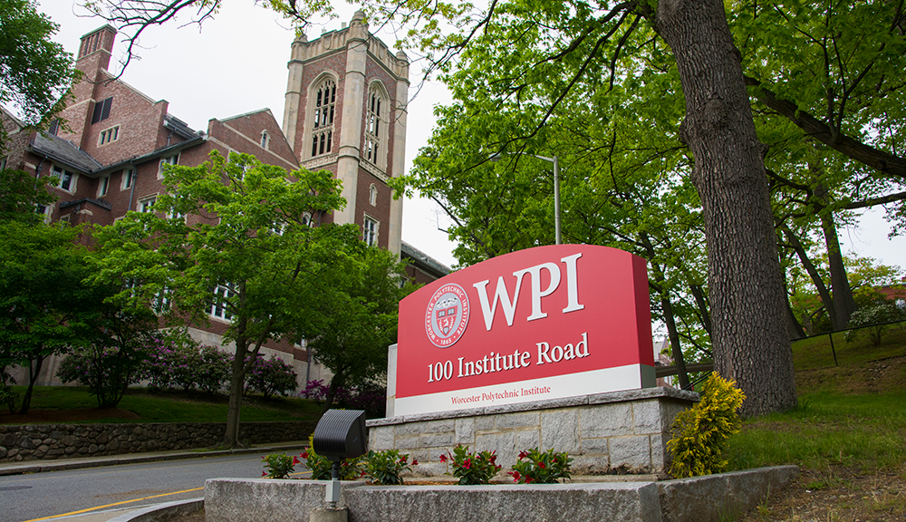 WPI sign on campus