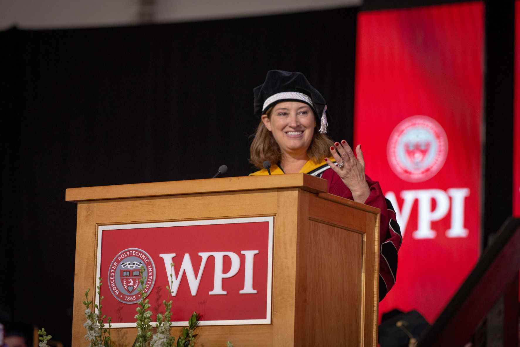 Laurie Leshin speaks at WPI undergraduate Commencement
