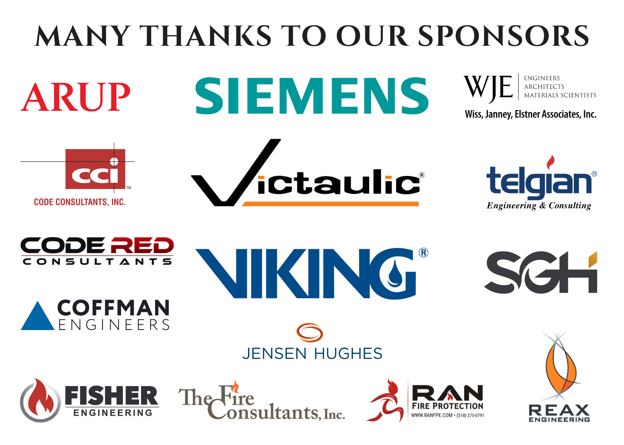 Many Thanks to Our Sponsors