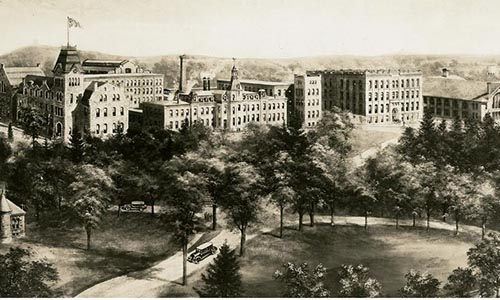 Historical photo of WPI campus