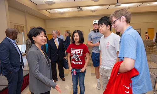 President elect Grace Wang with WPI community