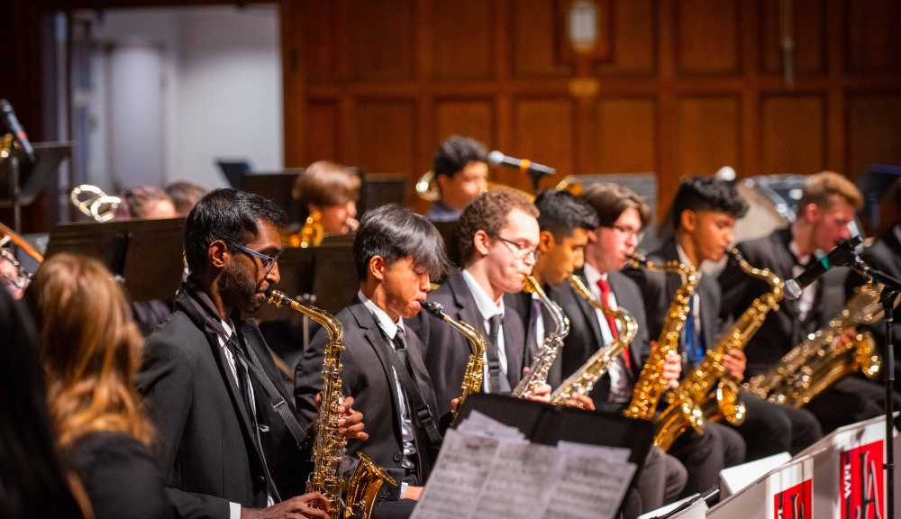 Students play instruments during a recent fall concert.