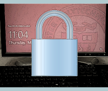 lock in front of WPI computer