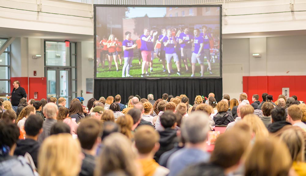 Admitted students and their families attended one of WPI's open houses in the Sports &amp; Recreation Center.