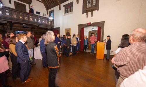 President Grace Wang addresses reception for President's IQP Awards
