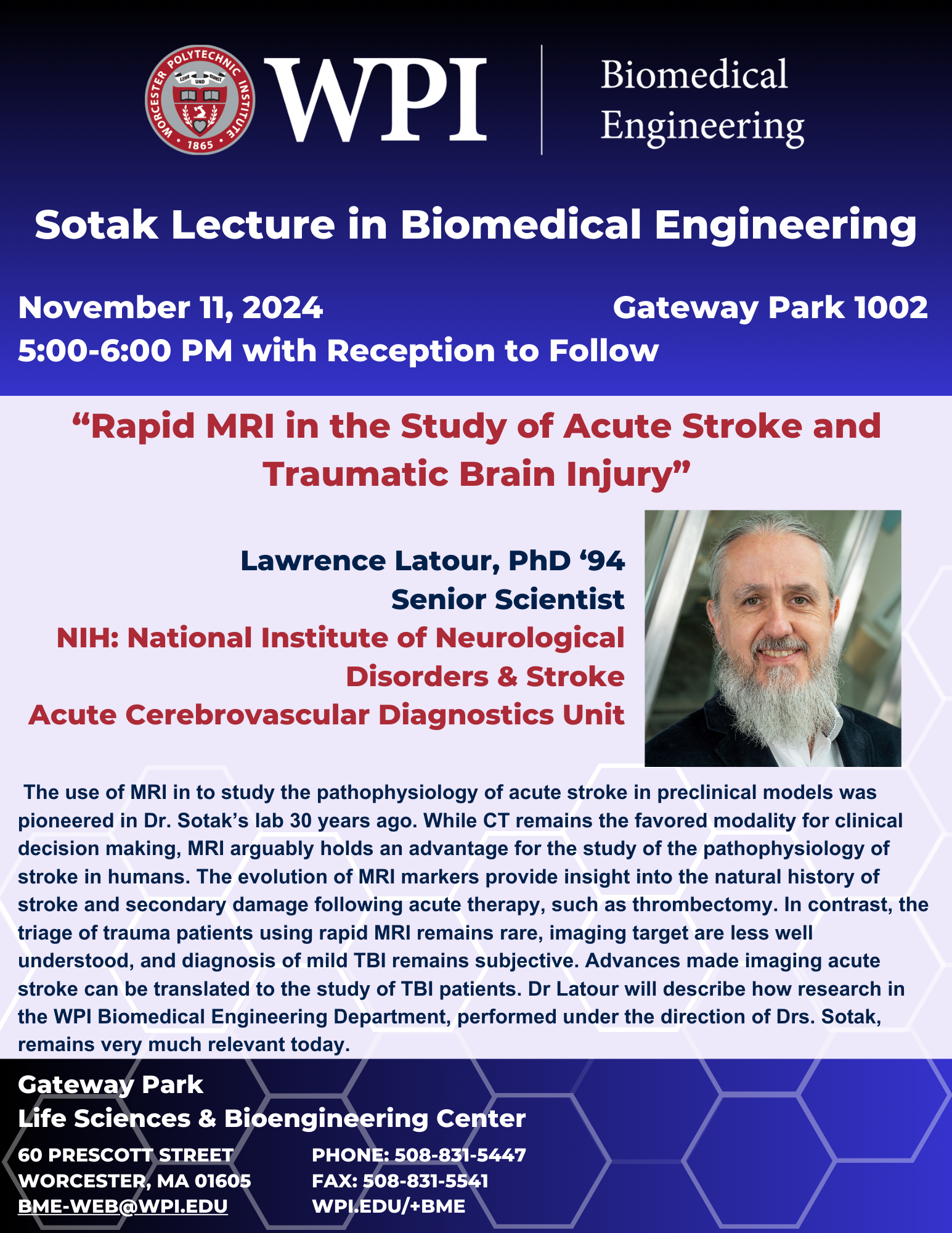 A flyer advertising the annual Sotak Lecture in Biomedical Engineering