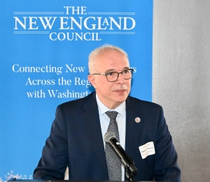 Bogdan Vernescu speaking from behind a podium