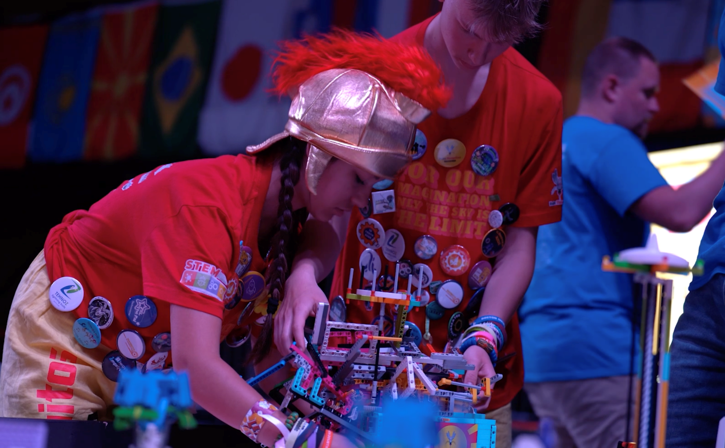 student programming Lego robot