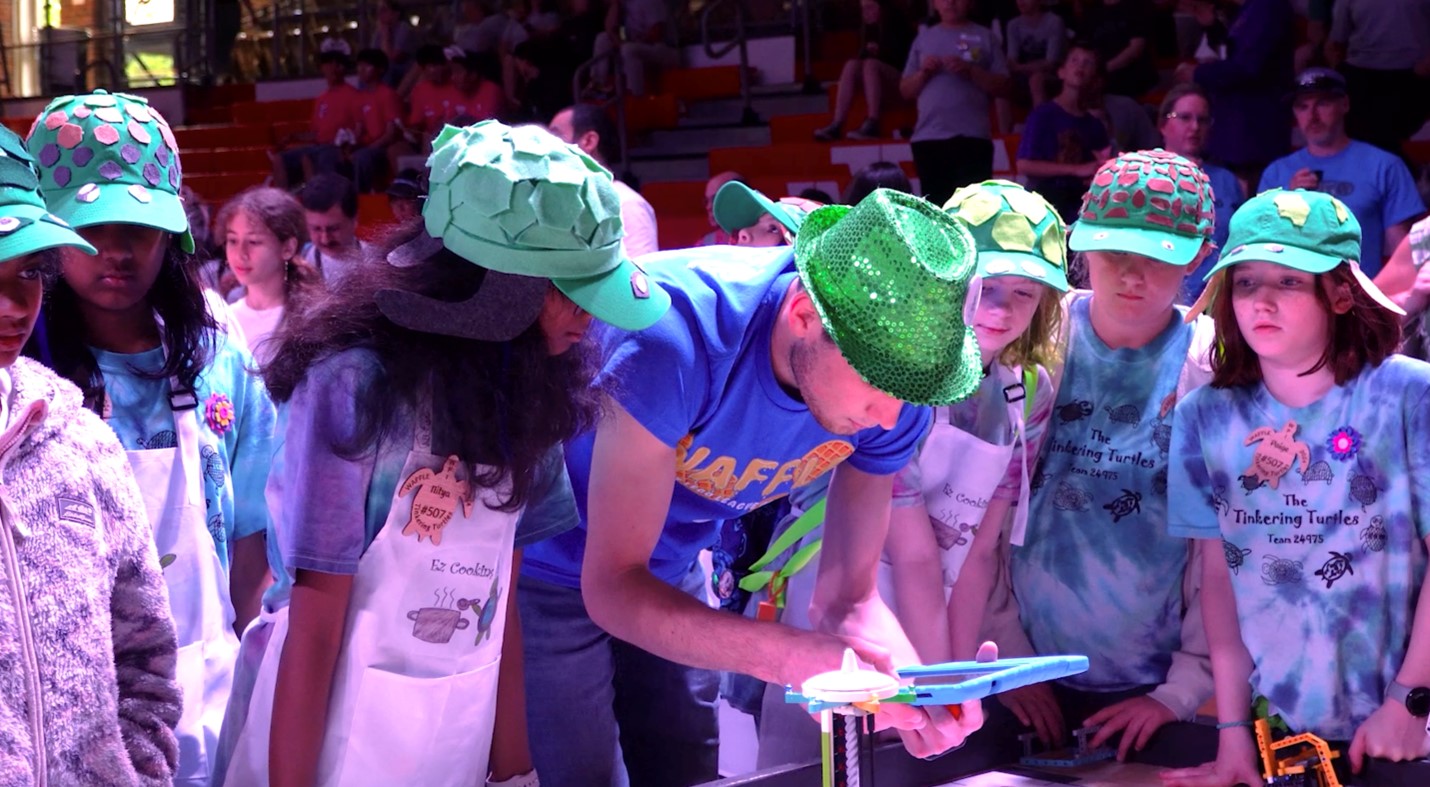 Students working on LEGO robots