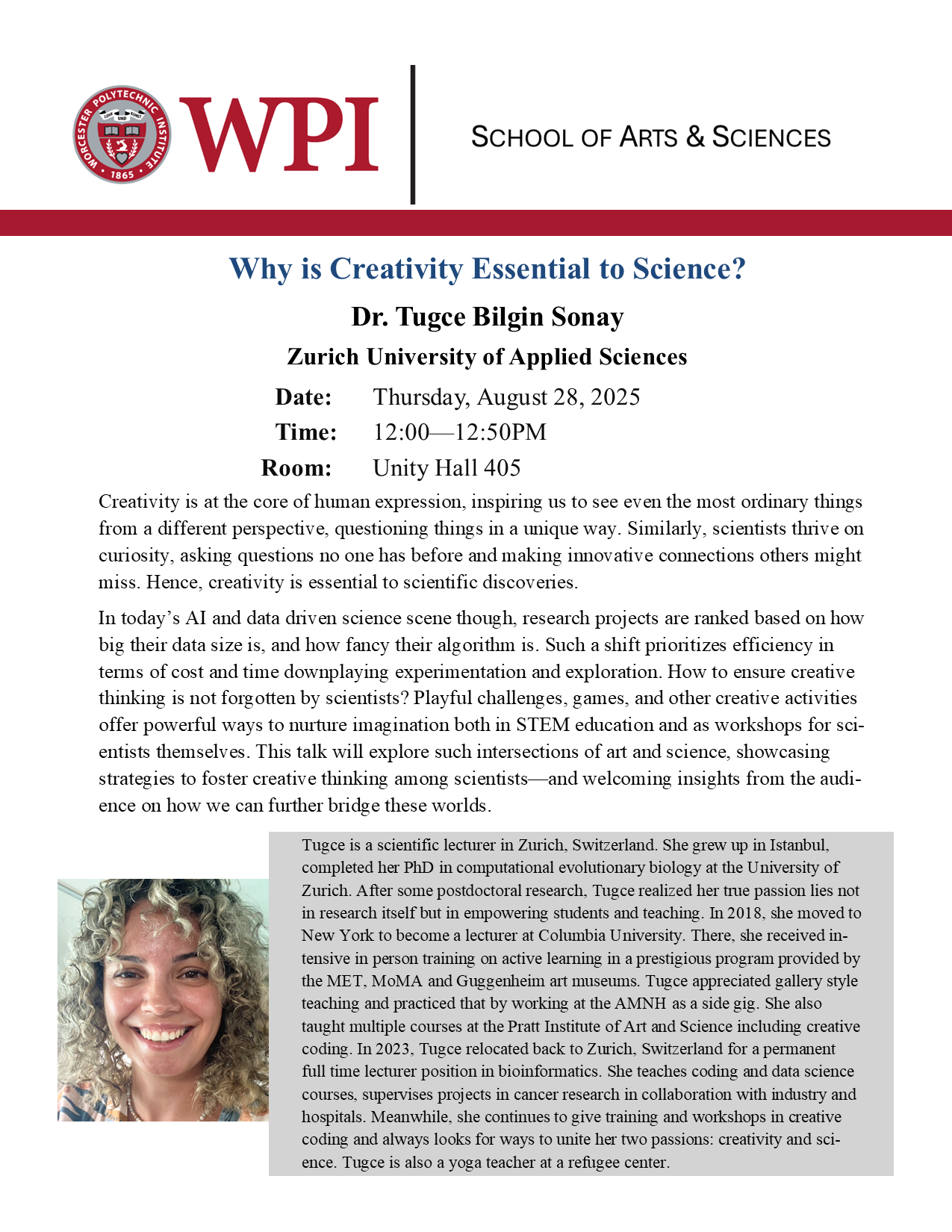 Flyer for Tugce's visit