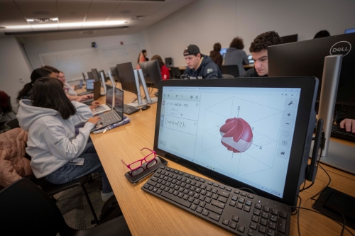 Students in computer lab working on projects