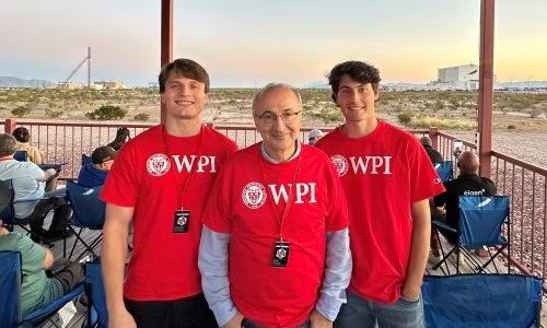 Alexander Castaneda, Jamal Yagoobi, and Matthew Catuccio are pictured at Blue Origin's site in Texas.