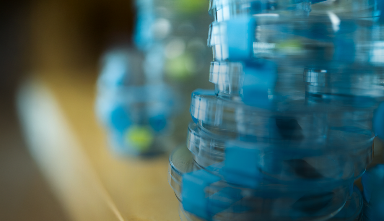 A close up view of a shelf of research supplies