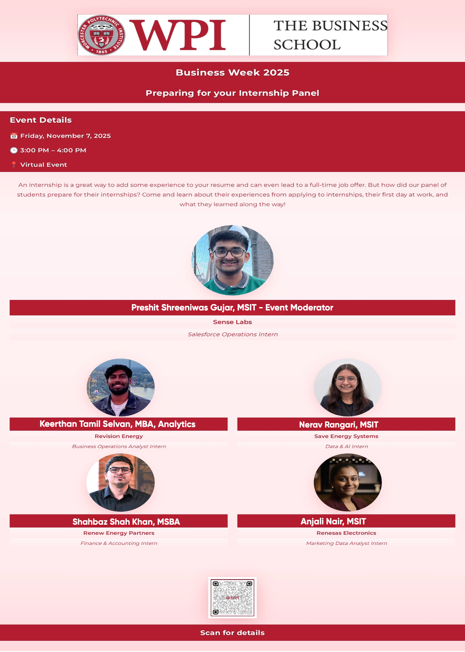 Flyer for WPI Business Week 2025