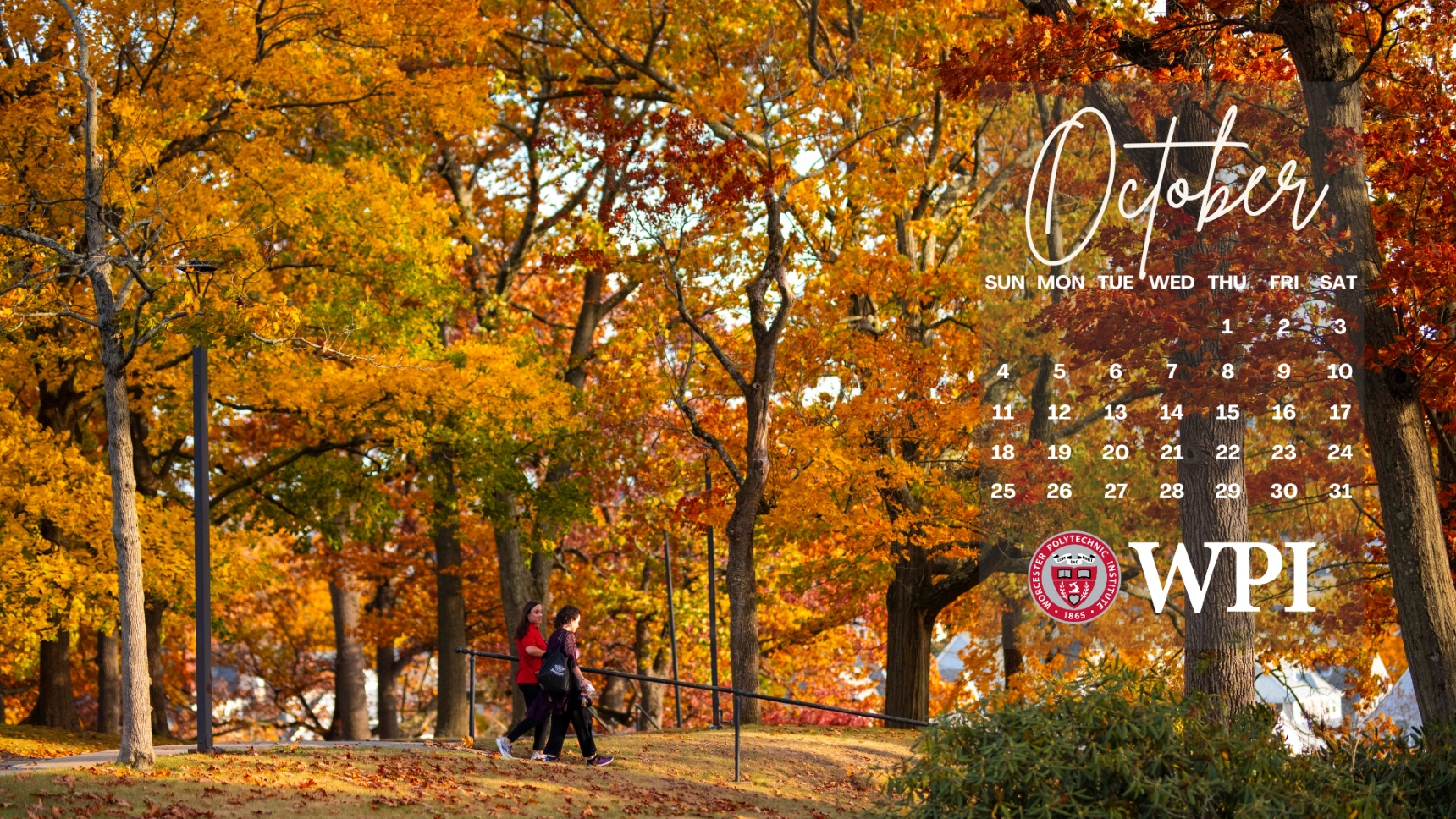 October 2026 calendar - fall foliage