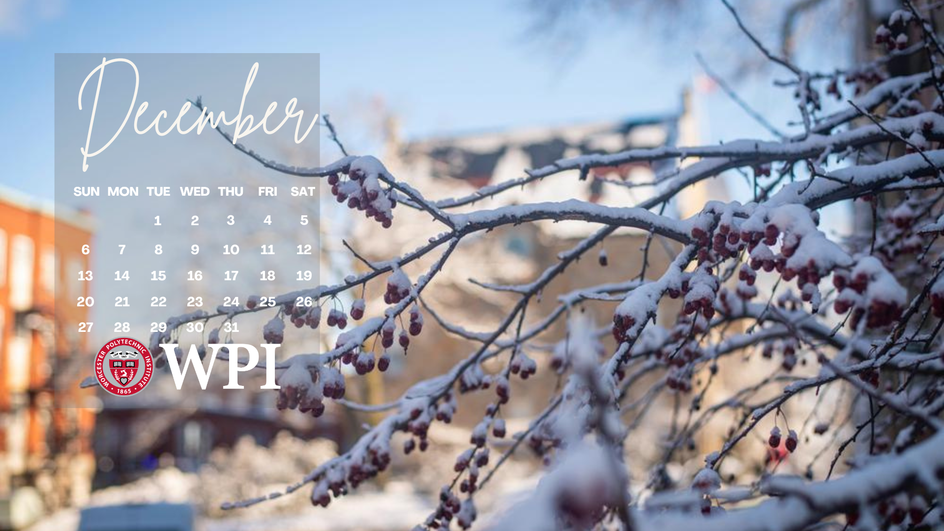 December 2026 calendar - winter berries