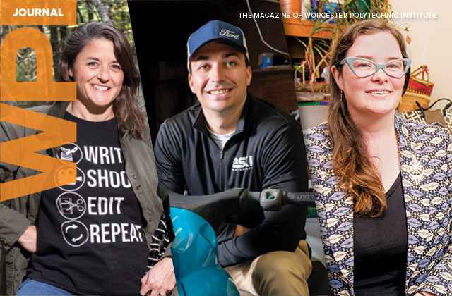 Collage of the past three cover pages of the WPI Journal