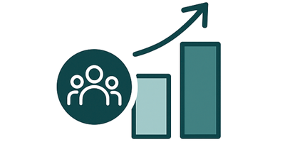 people icon with bar chart increase