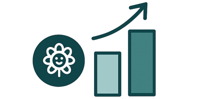 flower icon with bar chart increase