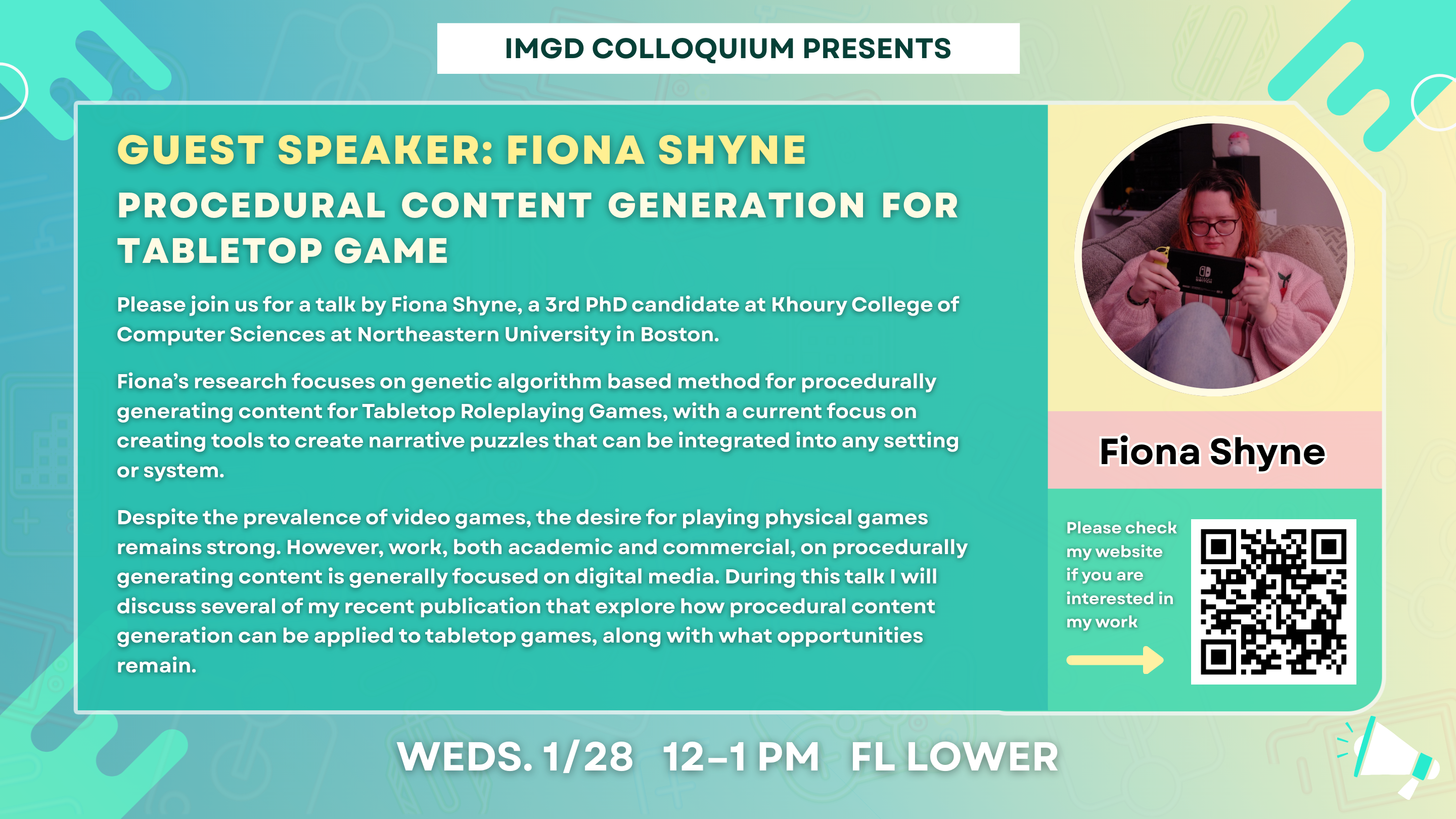 IMGD Colloquium, Guest Speaker: Fiona Shyne