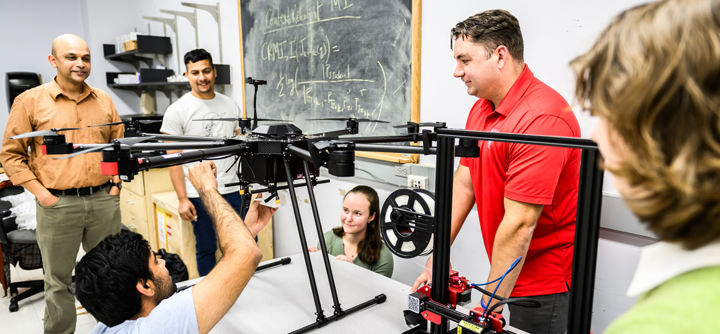 WPI Aerospace Engineering students working on flight prototype