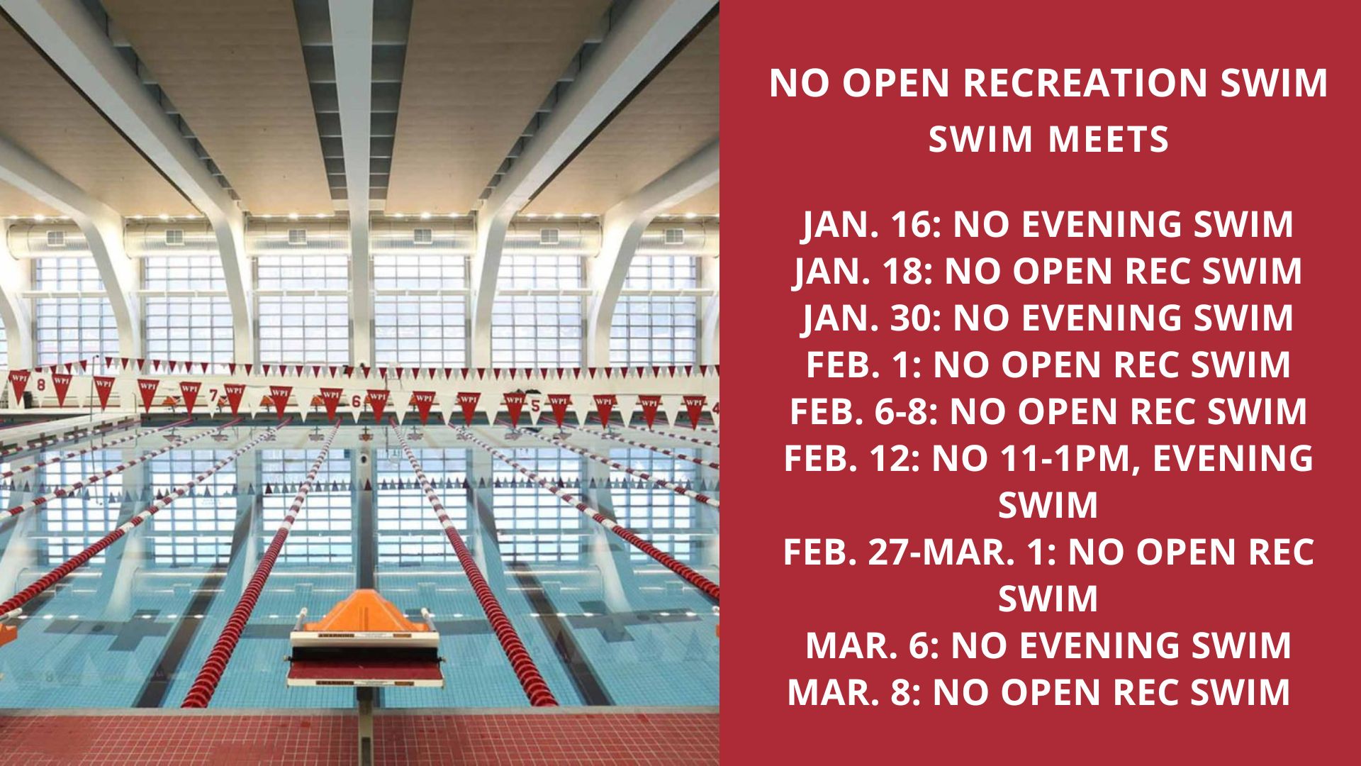 No Open Rec Swim - Swim Meets