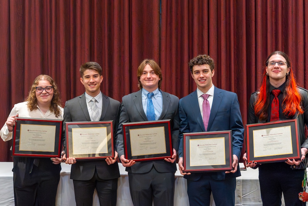 L-R Sofia Quattrini (ME), Evan Seki (RBE / ME), Max Inman (RBE/ ME), Ronan Flynn (ME), Chris Hunt (RBE)