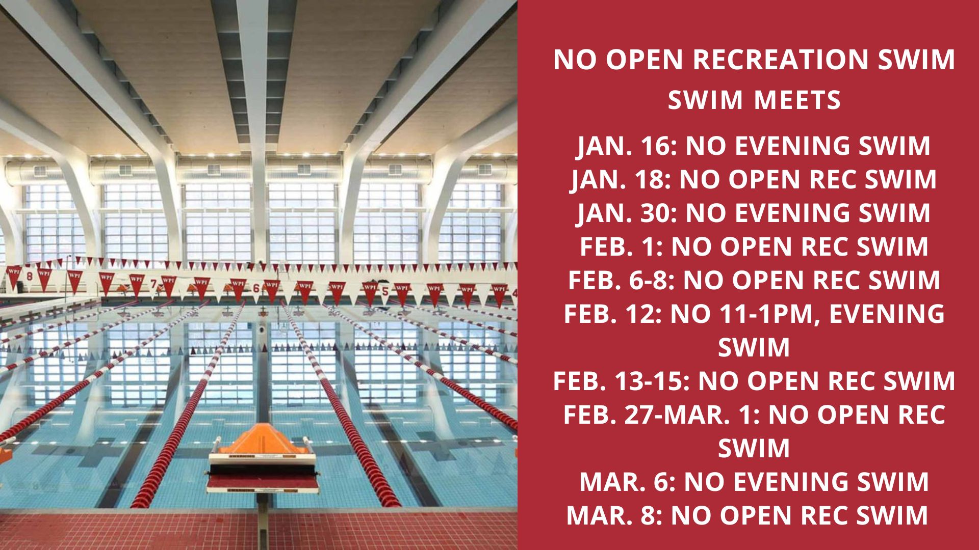 No Open Rec Swim - Swim Meets