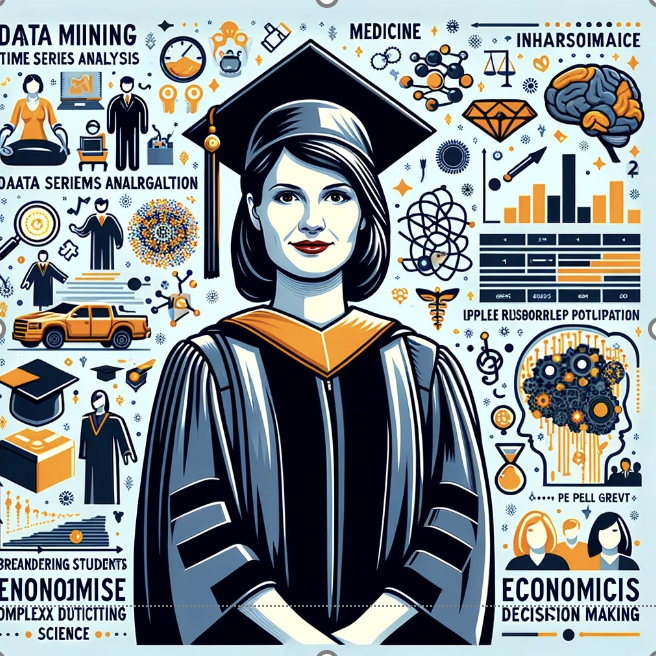 AI-generated graphic depicting Professor Rodica Neamtu with words behind her profile graphic.