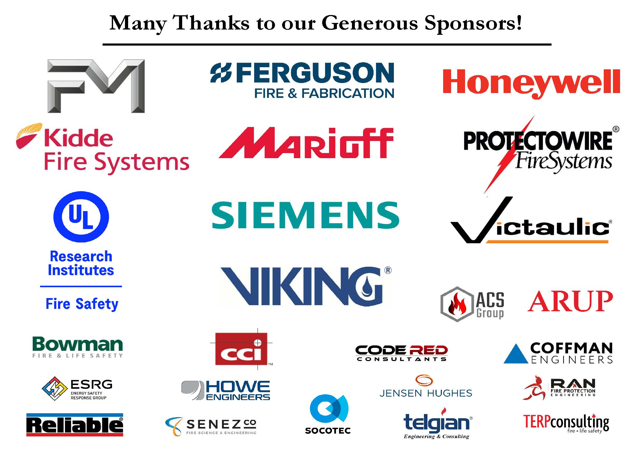Many Thanks to our Generous Sponsors!