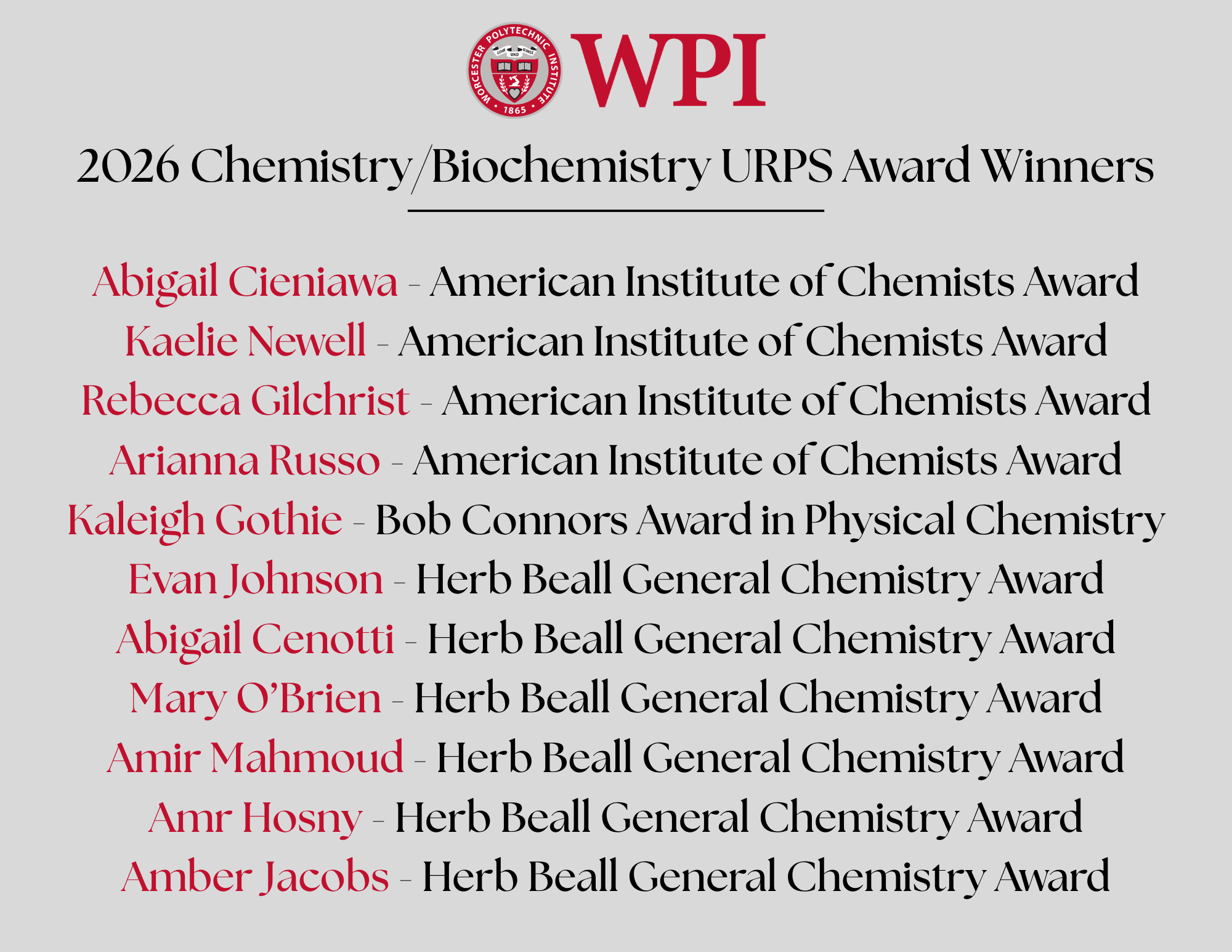 URPS AWARD WINNERS 2026