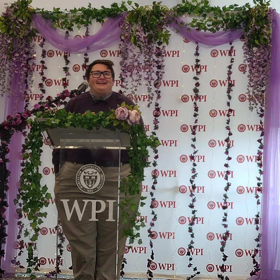 Professor Zoe Reidinger speaking at Lavender Celebration 2026