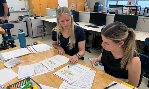 Two teachers collaborating at a WPI STEM Education Professional Learning Session