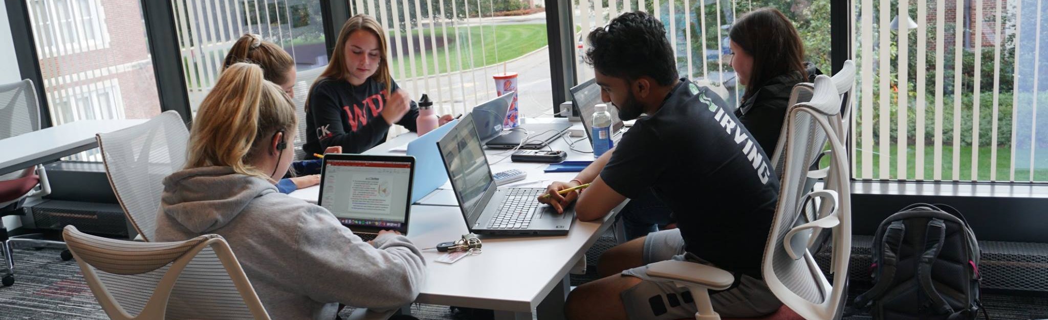 students at a table