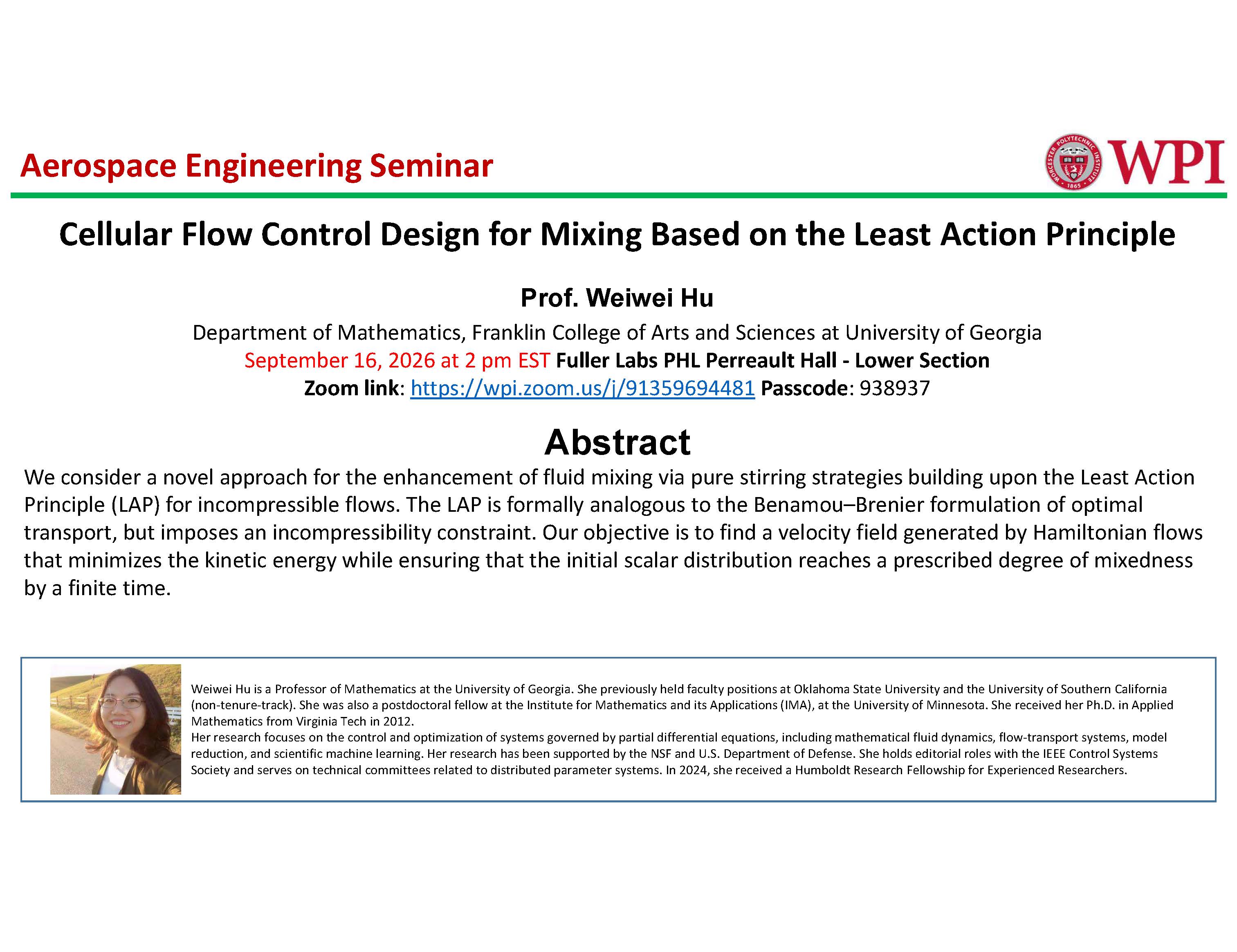 Aerospace Engineering Seminar- Weiwei Hu