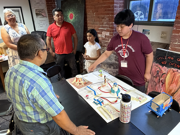 Students presenting their final projects to their families
